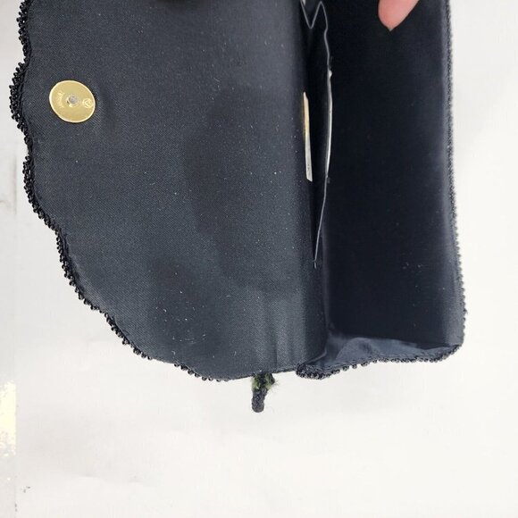 Bonwit Teller Vintage Beaded Evening Bag Long Strap‎ Crossbody Black - Picture 8 of 14